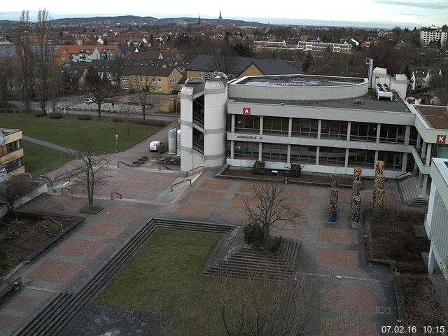 Foto der Webcam: Verwaltungsgeb&auml;ude, Innenhof mit Audimax, H&ouml;rsaal-Geb&auml;ude 1