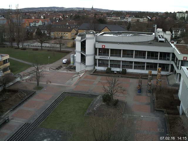Foto der Webcam: Verwaltungsgeb&auml;ude, Innenhof mit Audimax, H&ouml;rsaal-Geb&auml;ude 1