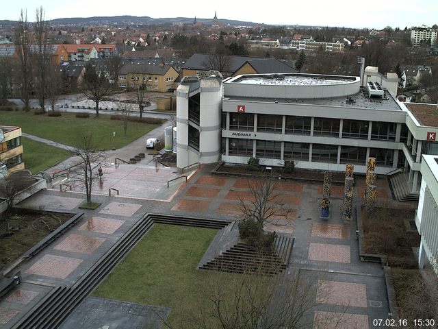 Foto der Webcam: Verwaltungsgeb&auml;ude, Innenhof mit Audimax, H&ouml;rsaal-Geb&auml;ude 1