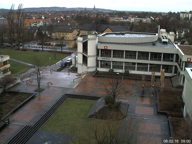 Foto der Webcam: Verwaltungsgeb&auml;ude, Innenhof mit Audimax, H&ouml;rsaal-Geb&auml;ude 1