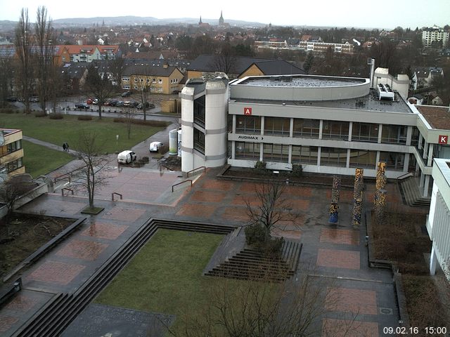 Foto der Webcam: Verwaltungsgeb&auml;ude, Innenhof mit Audimax, H&ouml;rsaal-Geb&auml;ude 1