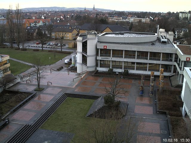 Foto der Webcam: Verwaltungsgeb&auml;ude, Innenhof mit Audimax, H&ouml;rsaal-Geb&auml;ude 1