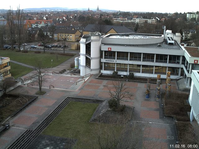 Foto der Webcam: Verwaltungsgeb&auml;ude, Innenhof mit Audimax, H&ouml;rsaal-Geb&auml;ude 1
