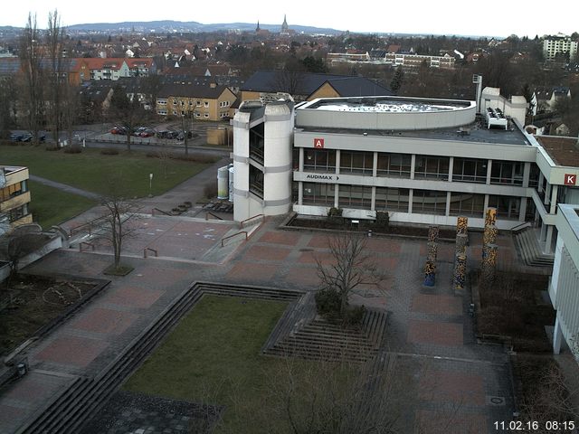 Foto der Webcam: Verwaltungsgeb&auml;ude, Innenhof mit Audimax, H&ouml;rsaal-Geb&auml;ude 1