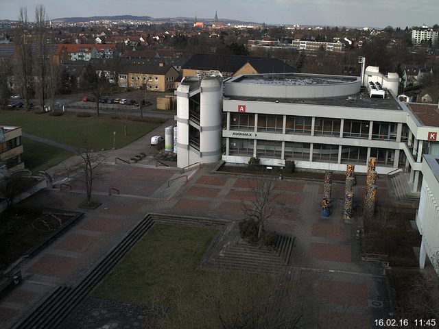 Foto der Webcam: Verwaltungsgeb&auml;ude, Innenhof mit Audimax, H&ouml;rsaal-Geb&auml;ude 1
