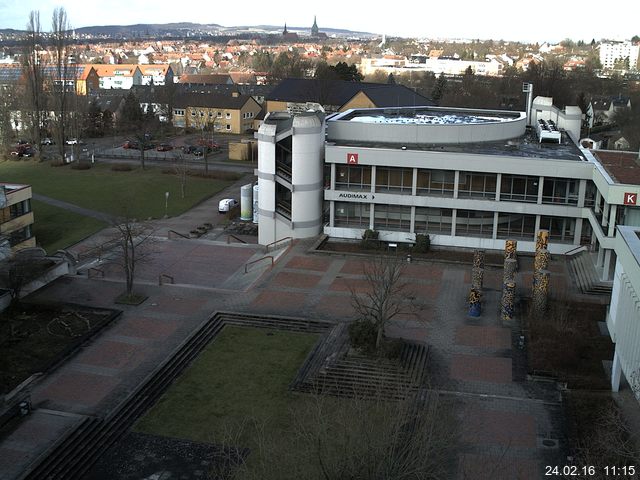 Foto der Webcam: Verwaltungsgeb&auml;ude, Innenhof mit Audimax, H&ouml;rsaal-Geb&auml;ude 1