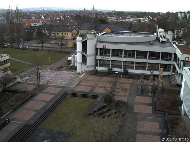 Foto der Webcam: Verwaltungsgeb&auml;ude, Innenhof mit Audimax, H&ouml;rsaal-Geb&auml;ude 1