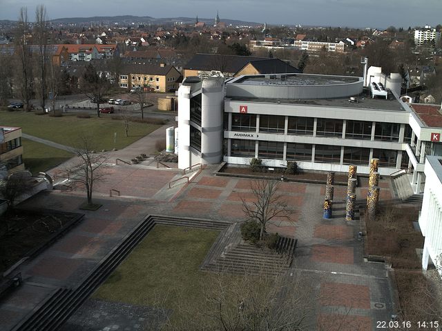 Foto der Webcam: Verwaltungsgeb&auml;ude, Innenhof mit Audimax, H&ouml;rsaal-Geb&auml;ude 1