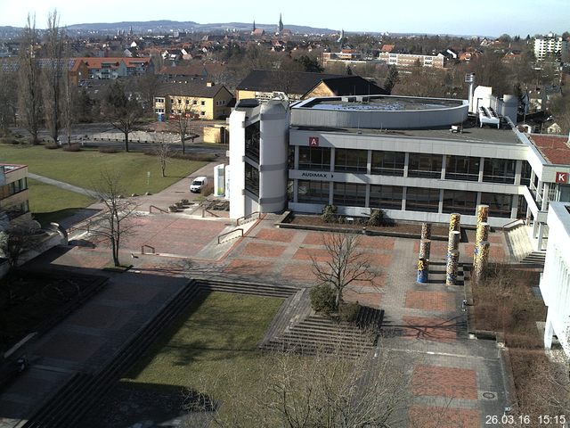 Foto der Webcam: Verwaltungsgeb&auml;ude, Innenhof mit Audimax, H&ouml;rsaal-Geb&auml;ude 1