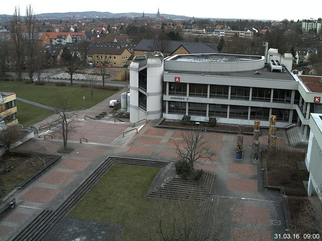 Foto der Webcam: Verwaltungsgeb&auml;ude, Innenhof mit Audimax, H&ouml;rsaal-Geb&auml;ude 1