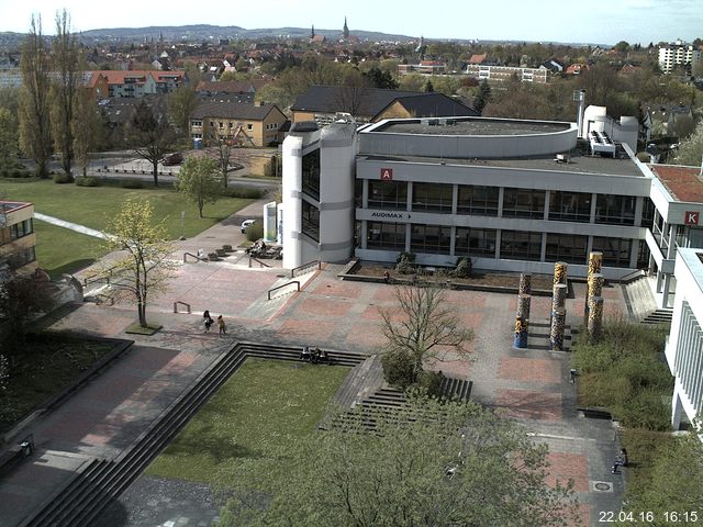 Foto der Webcam: Verwaltungsgeb&auml;ude, Innenhof mit Audimax, H&ouml;rsaal-Geb&auml;ude 1