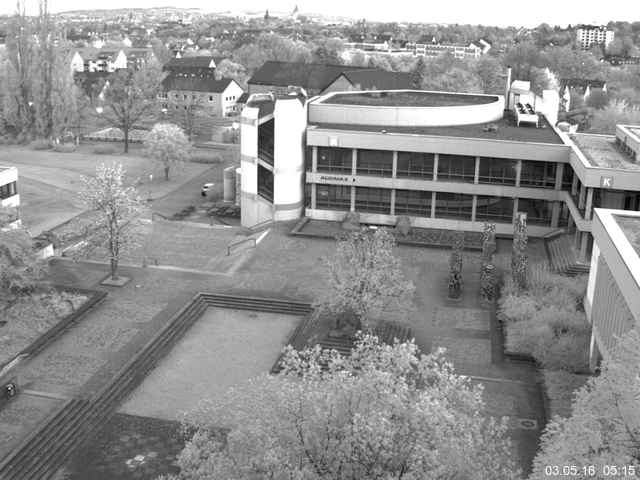 Foto der Webcam: Verwaltungsgeb&auml;ude, Innenhof mit Audimax, H&ouml;rsaal-Geb&auml;ude 1