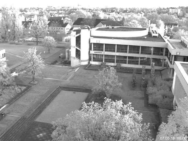 Foto der Webcam: Verwaltungsgeb&auml;ude, Innenhof mit Audimax, H&ouml;rsaal-Geb&auml;ude 1