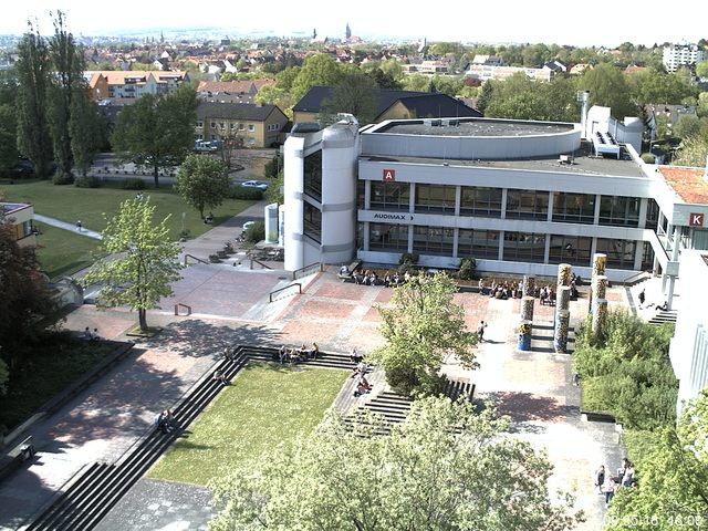Foto der Webcam: Verwaltungsgeb&auml;ude, Innenhof mit Audimax, H&ouml;rsaal-Geb&auml;ude 1
