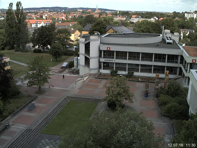 Foto der Webcam: Verwaltungsgeb&auml;ude, Innenhof mit Audimax, H&ouml;rsaal-Geb&auml;ude 1