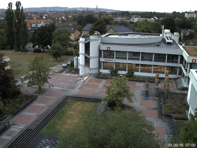 Foto der Webcam: Verwaltungsgeb&auml;ude, Innenhof mit Audimax, H&ouml;rsaal-Geb&auml;ude 1