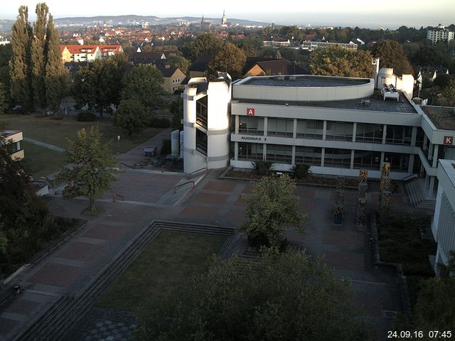 Foto der Webcam: Verwaltungsgeb&auml;ude, Innenhof mit Audimax, H&ouml;rsaal-Geb&auml;ude 1