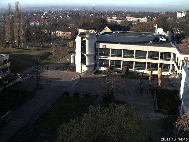 Foto der Webcam: Verwaltungsgeb&auml;ude, Innenhof mit Audimax, H&ouml;rsaal-Geb&auml;ude 1