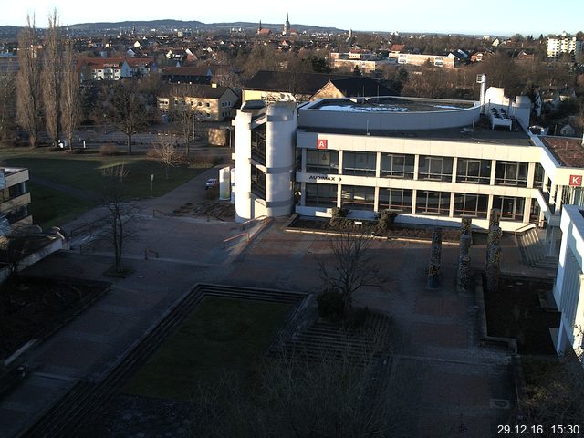 Foto der Webcam: Verwaltungsgeb&auml;ude, Innenhof mit Audimax, H&ouml;rsaal-Geb&auml;ude 1