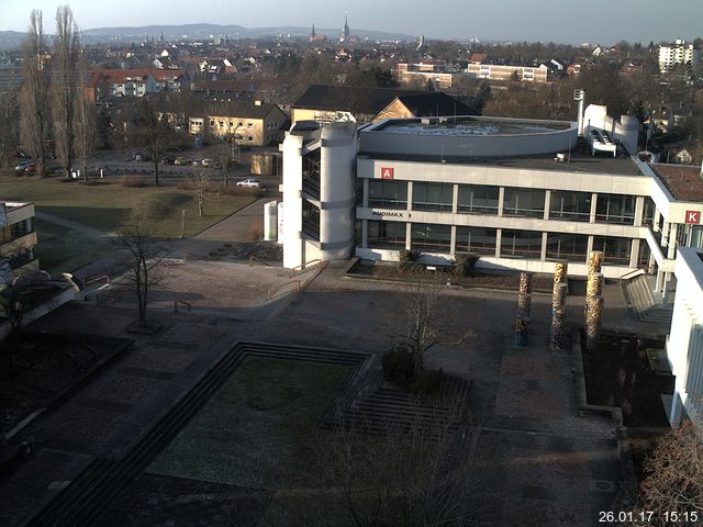 Foto der Webcam: Verwaltungsgeb&auml;ude, Innenhof mit Audimax, H&ouml;rsaal-Geb&auml;ude 1