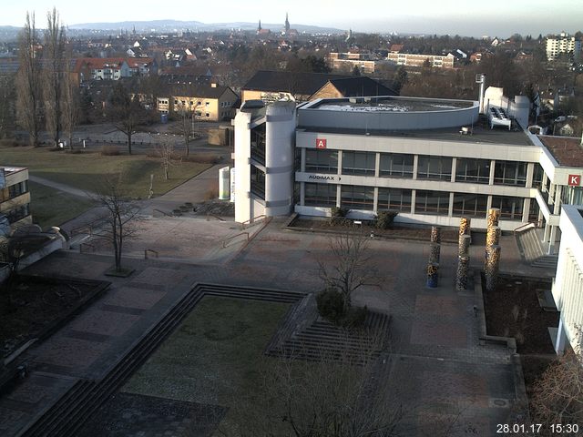 Foto der Webcam: Verwaltungsgeb&auml;ude, Innenhof mit Audimax, H&ouml;rsaal-Geb&auml;ude 1
