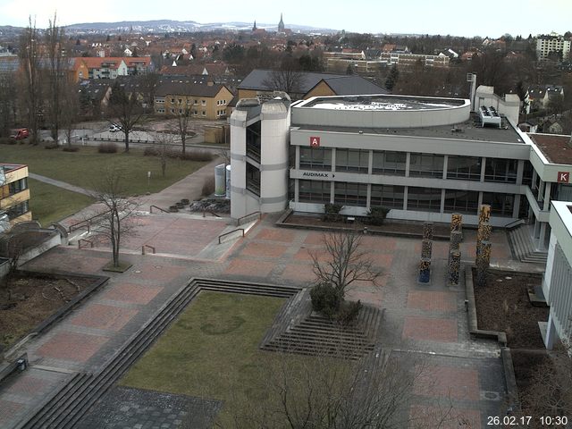 Foto der Webcam: Verwaltungsgeb&auml;ude, Innenhof mit Audimax, H&ouml;rsaal-Geb&auml;ude 1