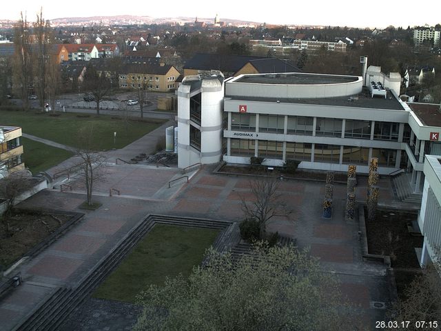 Foto der Webcam: Verwaltungsgeb&auml;ude, Innenhof mit Audimax, H&ouml;rsaal-Geb&auml;ude 1