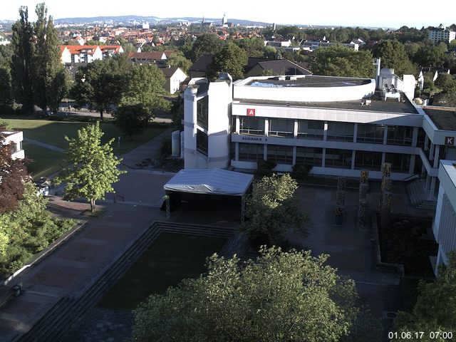 Foto der Webcam: Verwaltungsgeb&auml;ude, Innenhof mit Audimax, H&ouml;rsaal-Geb&auml;ude 1