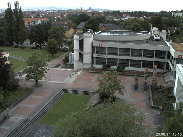 Foto der Webcam: Verwaltungsgeb&auml;ude, Innenhof mit Audimax, H&ouml;rsaal-Geb&auml;ude 1