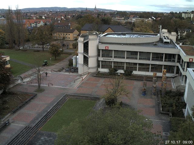 Foto der Webcam: Verwaltungsgebäude, Innenhof mit Audimax, Hörsaal-Gebäude 1