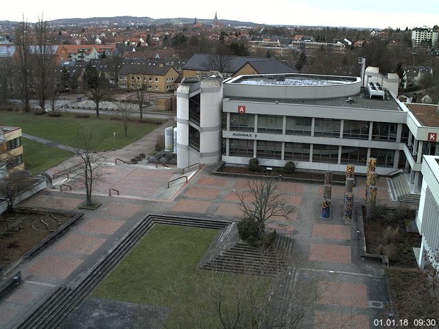 Foto der Webcam: Verwaltungsgeb&auml;ude, Innenhof mit Audimax, H&ouml;rsaal-Geb&auml;ude 1