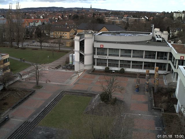 Foto der Webcam: Verwaltungsgeb&auml;ude, Innenhof mit Audimax, H&ouml;rsaal-Geb&auml;ude 1