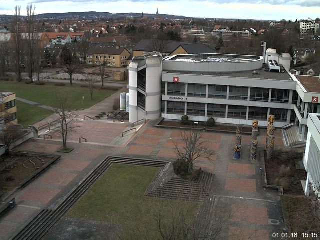 Foto der Webcam: Verwaltungsgeb&auml;ude, Innenhof mit Audimax, H&ouml;rsaal-Geb&auml;ude 1