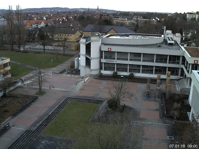 Foto der Webcam: Verwaltungsgeb&auml;ude, Innenhof mit Audimax, H&ouml;rsaal-Geb&auml;ude 1