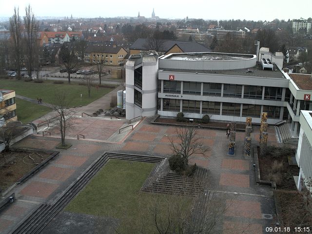 Foto der Webcam: Verwaltungsgeb&auml;ude, Innenhof mit Audimax, H&ouml;rsaal-Geb&auml;ude 1
