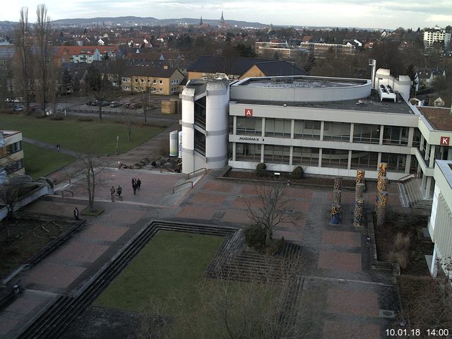 Foto der Webcam: Verwaltungsgeb&auml;ude, Innenhof mit Audimax, H&ouml;rsaal-Geb&auml;ude 1