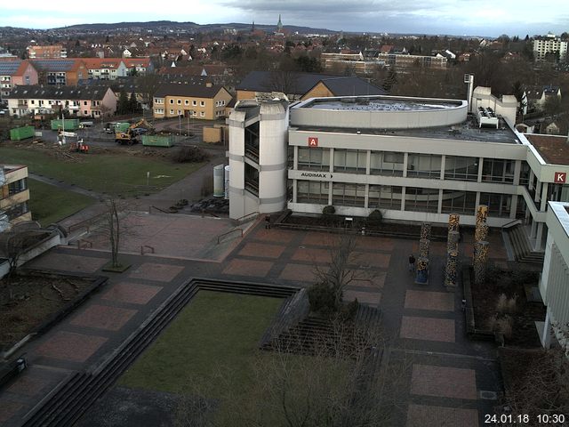 Foto der Webcam: Verwaltungsgeb&auml;ude, Innenhof mit Audimax, H&ouml;rsaal-Geb&auml;ude 1