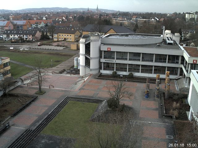 Foto der Webcam: Verwaltungsgeb&auml;ude, Innenhof mit Audimax, H&ouml;rsaal-Geb&auml;ude 1