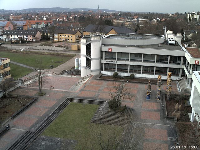Foto der Webcam: Verwaltungsgeb&auml;ude, Innenhof mit Audimax, H&ouml;rsaal-Geb&auml;ude 1