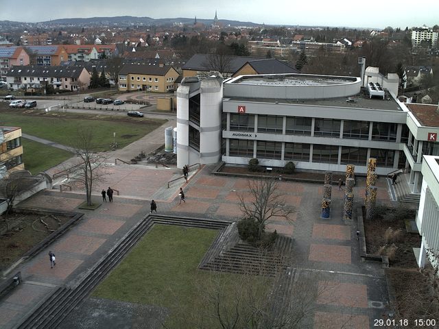 Foto der Webcam: Verwaltungsgeb&auml;ude, Innenhof mit Audimax, H&ouml;rsaal-Geb&auml;ude 1