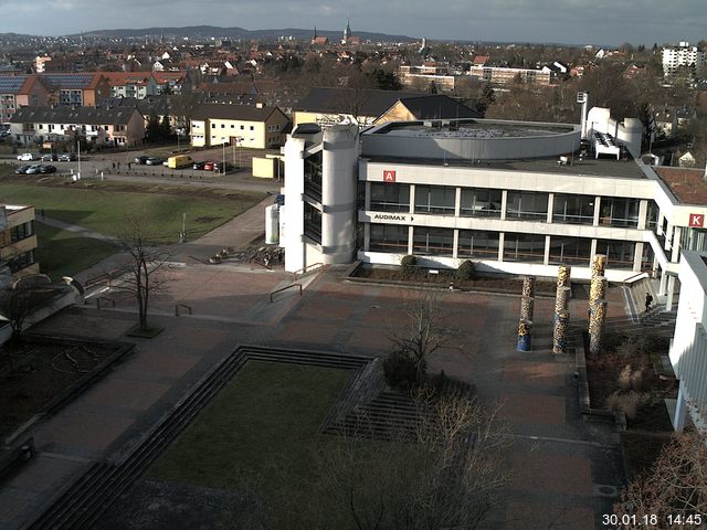 Foto der Webcam: Verwaltungsgeb&auml;ude, Innenhof mit Audimax, H&ouml;rsaal-Geb&auml;ude 1