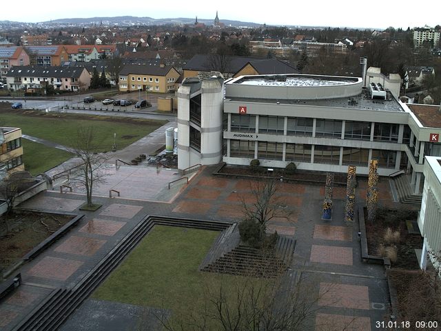 Foto der Webcam: Verwaltungsgeb&auml;ude, Innenhof mit Audimax, H&ouml;rsaal-Geb&auml;ude 1