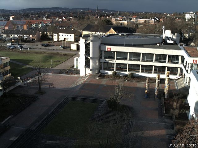 Foto der Webcam: Verwaltungsgeb&auml;ude, Innenhof mit Audimax, H&ouml;rsaal-Geb&auml;ude 1
