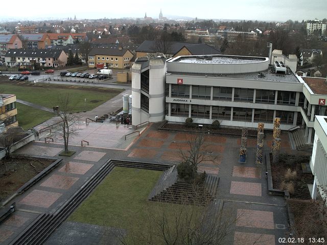 Foto der Webcam: Verwaltungsgeb&auml;ude, Innenhof mit Audimax, H&ouml;rsaal-Geb&auml;ude 1