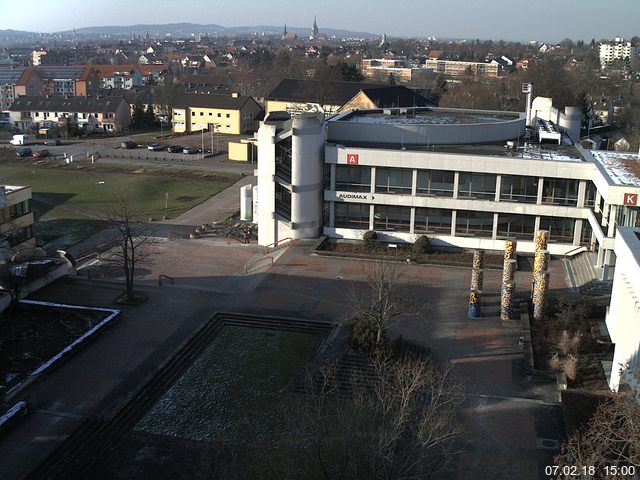 Foto der Webcam: Verwaltungsgeb&auml;ude, Innenhof mit Audimax, H&ouml;rsaal-Geb&auml;ude 1