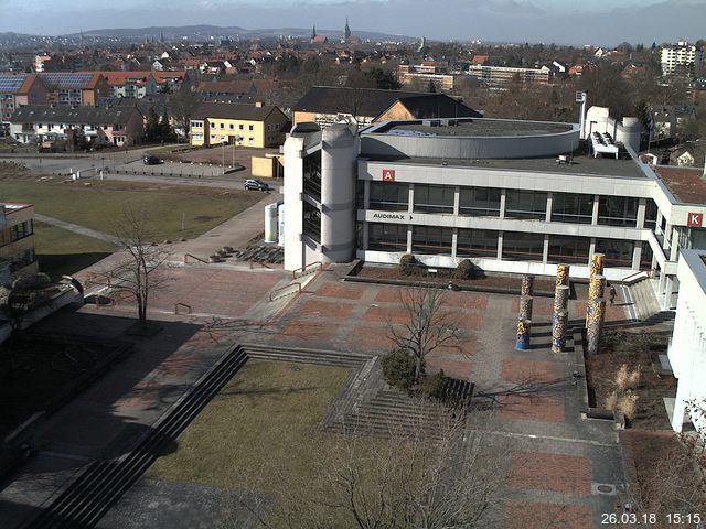 Foto der Webcam: Verwaltungsgeb&auml;ude, Innenhof mit Audimax, H&ouml;rsaal-Geb&auml;ude 1