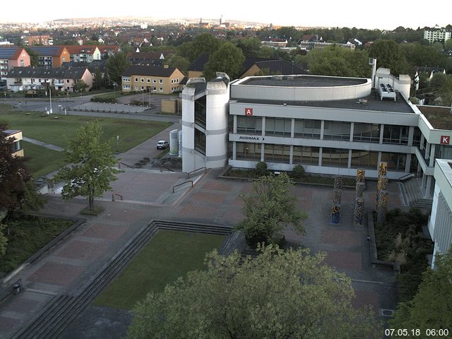 Foto der Webcam: Verwaltungsgeb&auml;ude, Innenhof mit Audimax, H&ouml;rsaal-Geb&auml;ude 1