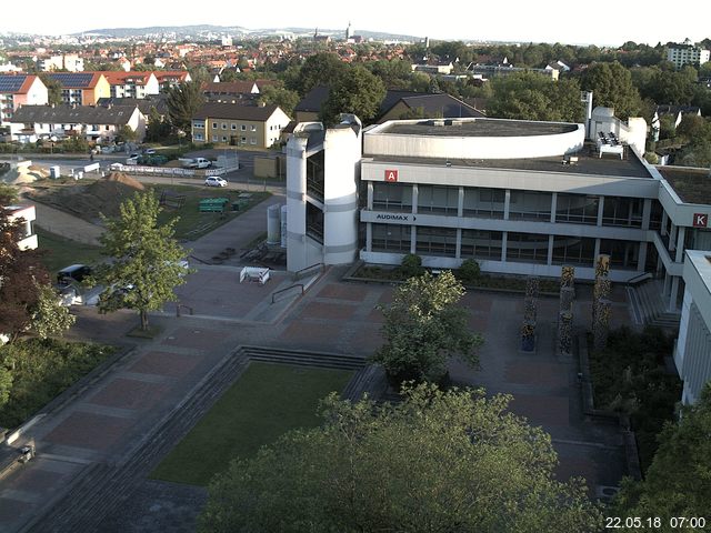 Foto der Webcam: Verwaltungsgebäude, Innenhof mit Audimax, Hörsaal-Gebäude 1