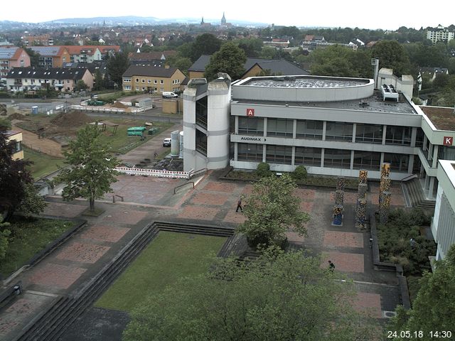 Foto der Webcam: Verwaltungsgebäude, Innenhof mit Audimax, Hörsaal-Gebäude 1