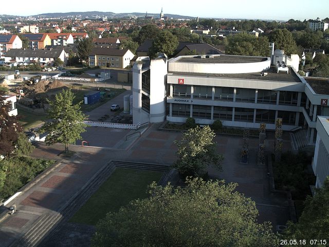 Foto der Webcam: Verwaltungsgebäude, Innenhof mit Audimax, Hörsaal-Gebäude 1